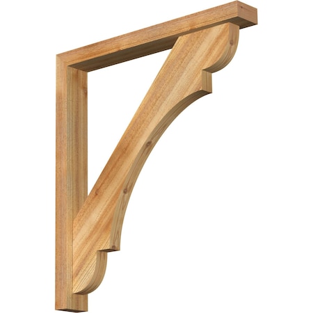 Ekena Millwork Olympic Block Rough Sawn Bracket w/ Offset Brace, Western Red Cedar, 4"W x 30"D x 34"H BKT0402X30X34OLY05RWR